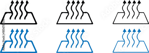 heat bule black icons set vector illustration steam line vector temperature 