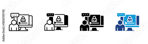 Video Conference icon set multiple style collection