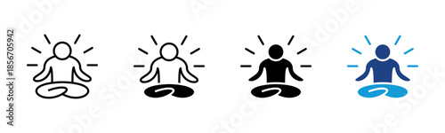 Meditation icon set multiple style collection