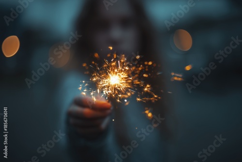 Sparkler Firework Display in Nighttime Setting