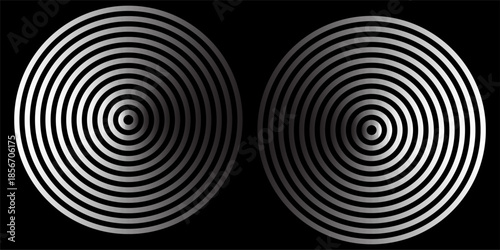 Double doodle spiral shape isolated on white background. Hypnotic psychedelic design. Brain work concept. Whirlpool, dizzy or tornado symbols. Vector graphic illustration.