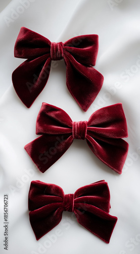 Cute bow, hair accessories, dark red velvet fabric bows 