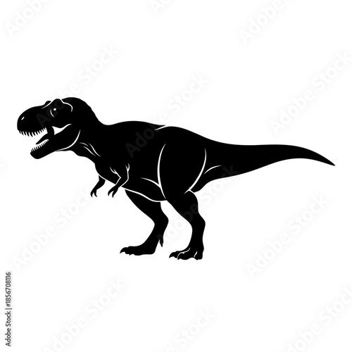 Fierce dinosaur silhouette standing strong with sharp teeth