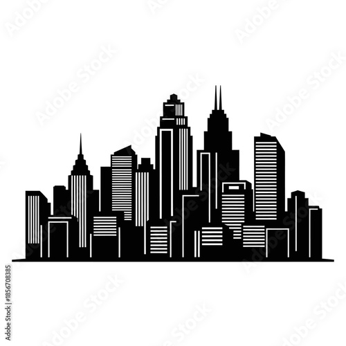 Modern city skyline with sleek skyscrapers and urban architecture