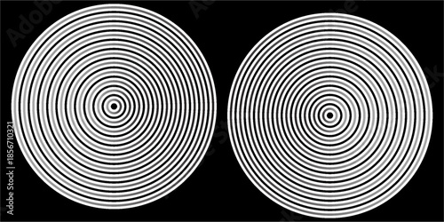 Double doodle spiral shape isolated on white background. Hypnotic psychedelic design. Brain work concept. Whirlpool, dizzy or tornado symbols. Vector graphic illustration.