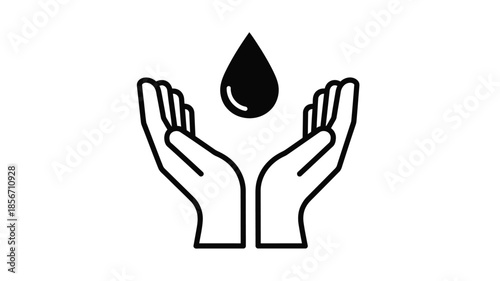 Protecting a single drop of water with cupped hands a symbol of conservation efforts