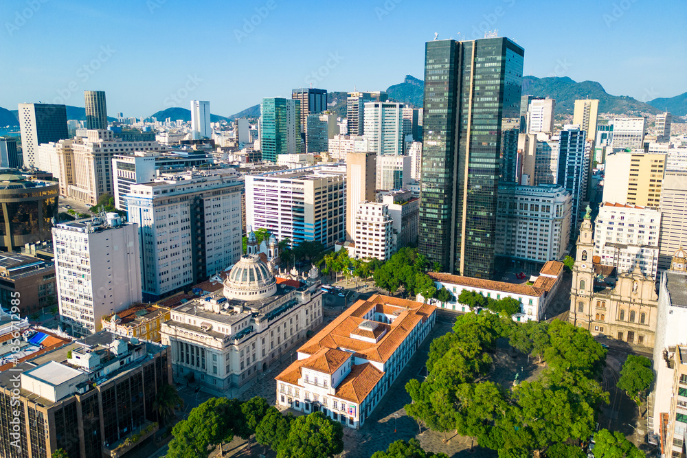Obraz premium Aerial View of Rio de Janeiro City Downtown Buildings Above Square November XV