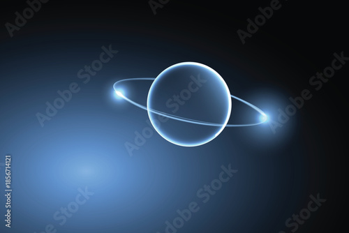 Glowing celestial body with ring system in deep space