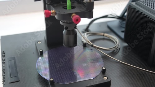 silicone wafer under the microscope,integrated circuits to manufacture CPU and GPU