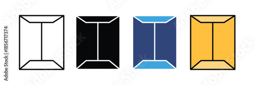 Collection of mail envelope icon set for digital communication and postal services isolated on white background, Vector illustration