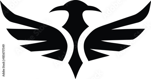 Majestic flying eagle bird stylized wings logo graphic silhouette vector illustration