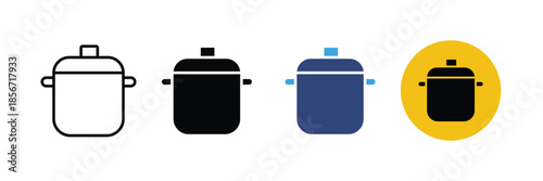 cooking pot iconset for kitchen and culinary designs isolated on white background, Vector illustration