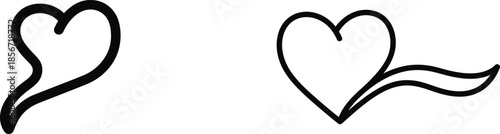 heart shaped speech bubbles in black outline on white background