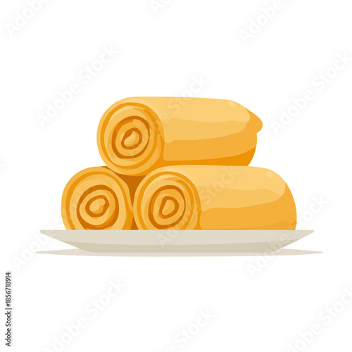 2D flat vector illustration of Baklava Rolls, clean and minimal icon style, isolated on white background.