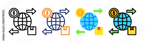 Global Trade Icon Multiple Style Collection Set 