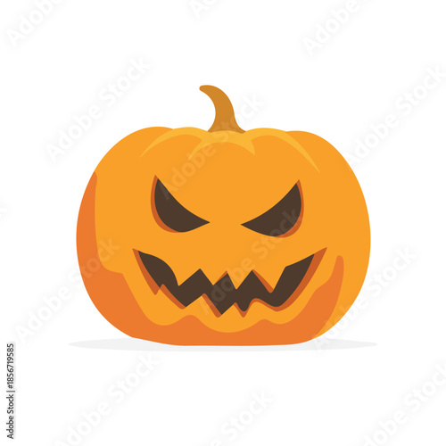 Modern flat 2D vector illustration of Jack-o-lantern, clean and minimal design, isolated on white background.