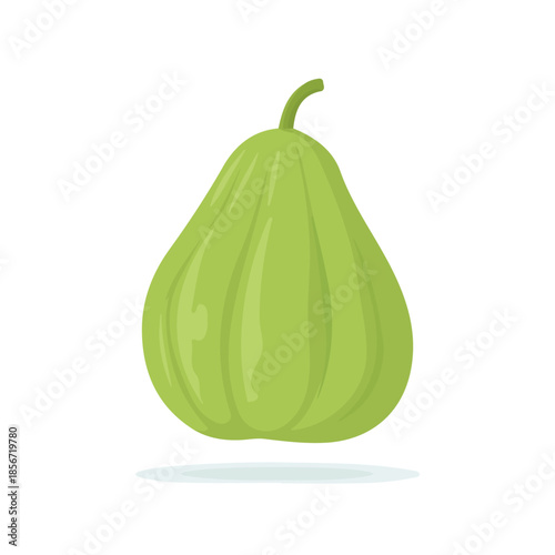 Simple flat 2D vector graphic of Chayote, modern icon look, displayed on a pure white background.