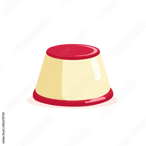 Flat 2D vector illustration of Panna Cotta, simple icon style on a clean white background.