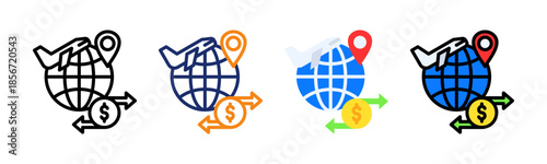 Overseas Trade Icon Multiple Style Collection Set 