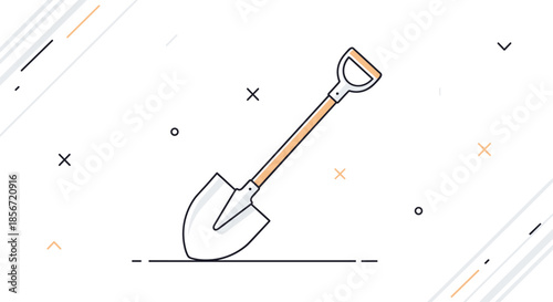 Classic metal gardening shovel with a wooden handle for digging and planting tasks in a garden or backyard setting.