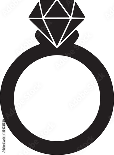 Stylish Engagement Ring with Diamond Solitaire on Transparent Background