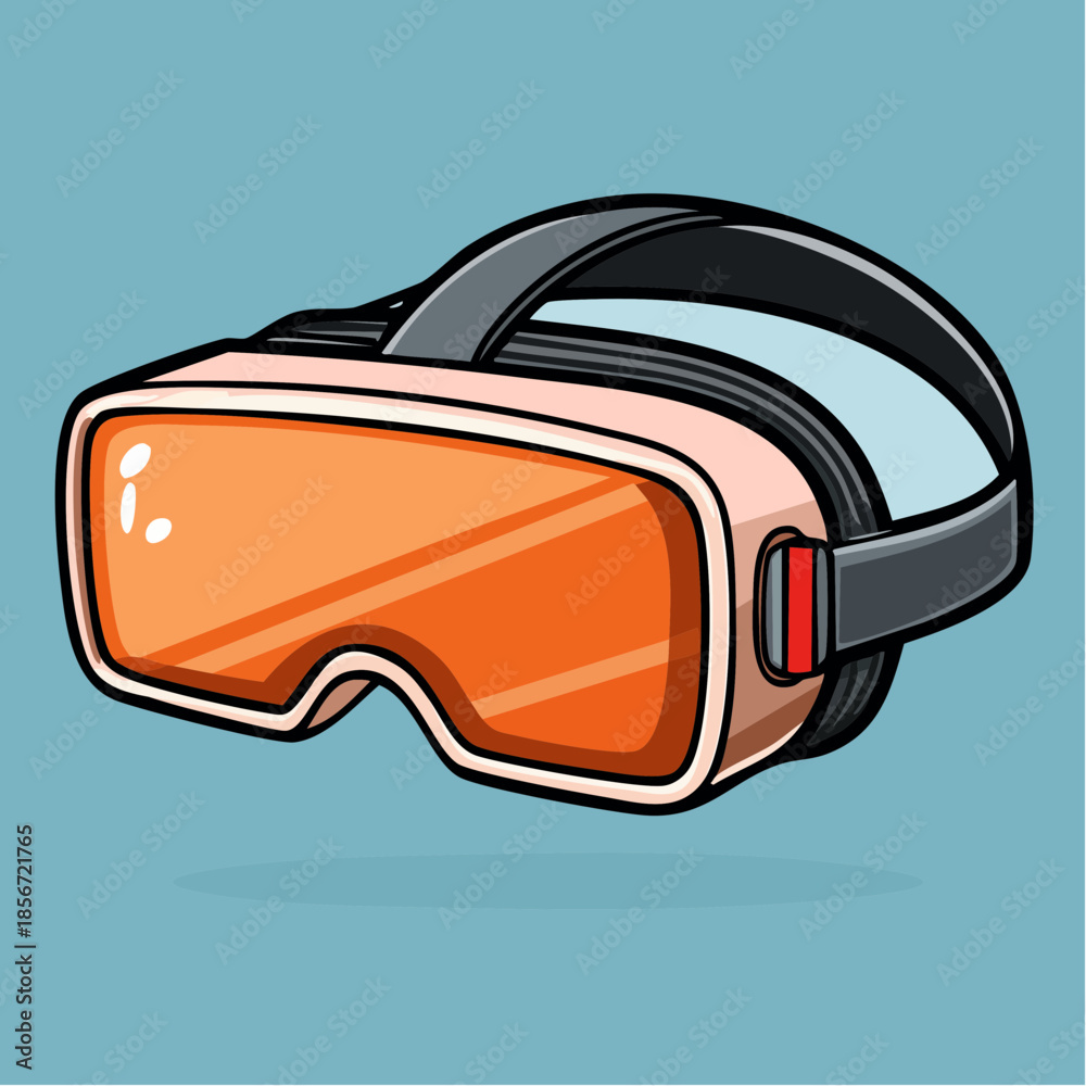custom made wallpaper toronto digitalCartoon illustration of a virtual reality headset with orange lenses and a gray strap.