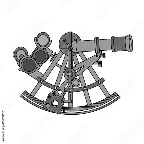 Explore the intricate details of an antique maritime sextant, a classic navigational instrument for celestial measurement and exploration.