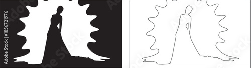 Abstract Elegant Woman Silhouette Vector Graphic with Stylized Shape isolated PNG with Transparent Background