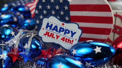happy 4th of july on a holiday background with decoration 