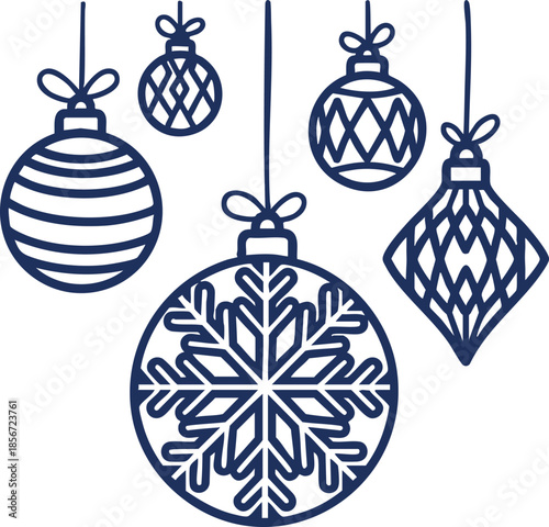 geometric ornaments, abstract Christmas ornaments, Christmas tree decorations, black and white minimalist holiday ornaments,.eps