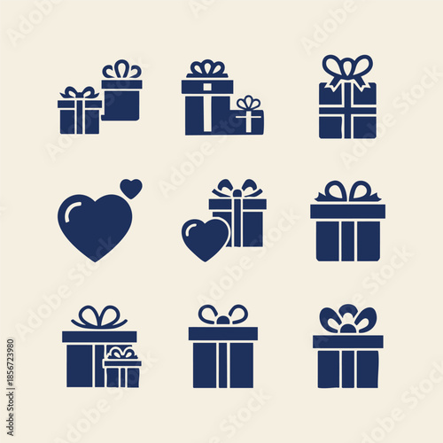 gift box, present box, christmas present, valentine's day, heart shape, bow, ribbons, icon, silhouette.eps