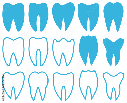 A clean dental seamless set featuring repeating tooth icons for healthcare and dentistry design