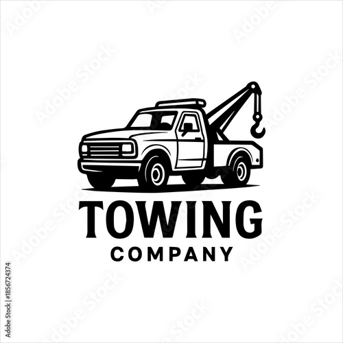 Robust vintage style tow truck illustration for professional vehicle recovery and roadside assistance, symbolizing reliable breakdown service and emergency transport