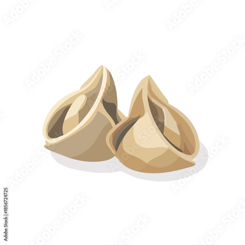Simple flat 2D vector graphic of Wontons, modern icon look, displayed on a pure white background.
