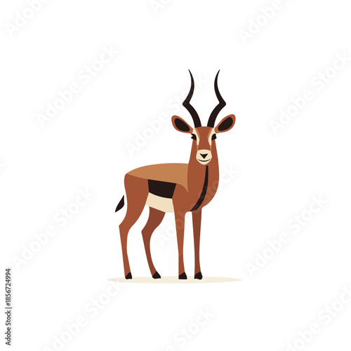 Flat 2D vector illustration of Antelope, simple icon style on a clean white background.