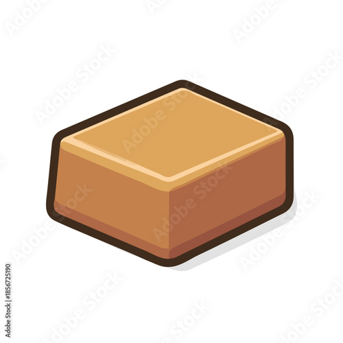 2D flat vector illustration of Fudge, clean and minimal icon style, isolated on white background.