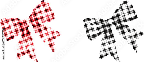 Hand Drawn Ribbon Bow Sketch Illustration in Red and Gray Isolated on White Background for Decoration and Design