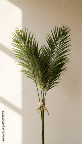 Palm leaves tied together with natural fiber twine as Lenten symbol  