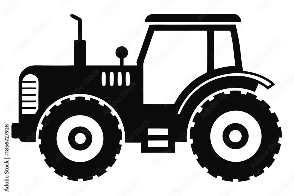 Obraz premium tractor silhouette line art vector illustration