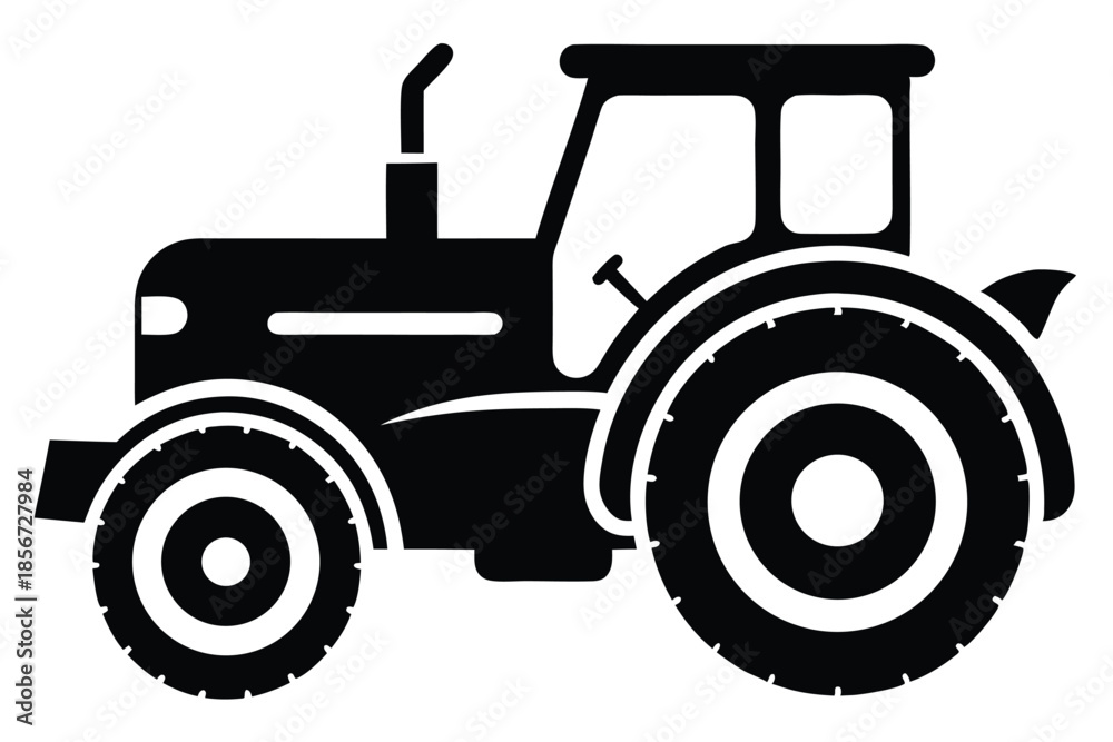 Obraz premium tractor silhouette line art vector illustration