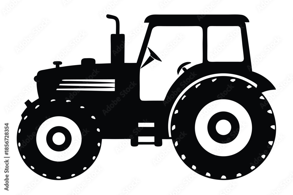 Obraz premium tractor silhouette line art vector illustration