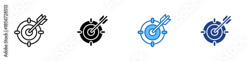 Goal Target Multiple Style Icon Design Vector - Target with arrow symbolizing goal achievement, accuracy, and focused objectives