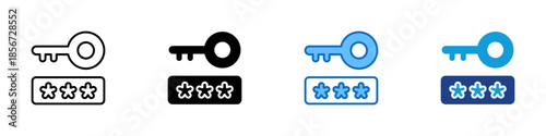 Password Access Multiple Style Icon Design Vector - Secure authentication using passwords and access keys to protect digital accounts