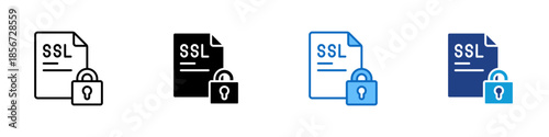 SSL Certificate Multiple Style Icon Design Vector - Secure SSL certificate ensuring encrypted communication and trusted data exchange