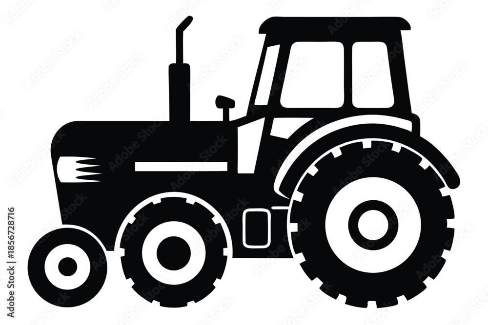 Obraz premium tractor silhouette line art vector illustration