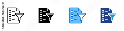 Data Filtering Multiple Style Icon Design Vector - Process of sorting and filtering data to extract relevant and structured information