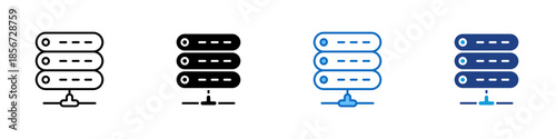 Database Server Multiple Style Icon Design Vector - stacked server units on a base stand, representing centralized storage, data hosting, and system reliability