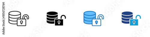 Database Security Multiple Style Icon Design Vector - Secure database protection ensuring controlled access to stored digital information