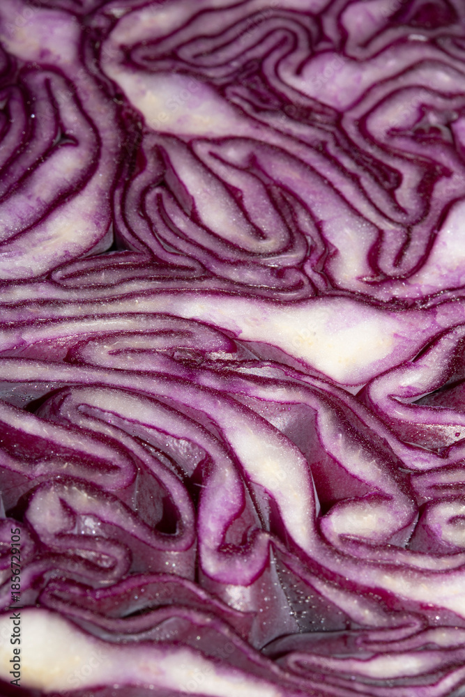 Obraz premium Close up of the inside detail of a red cabbage decorative