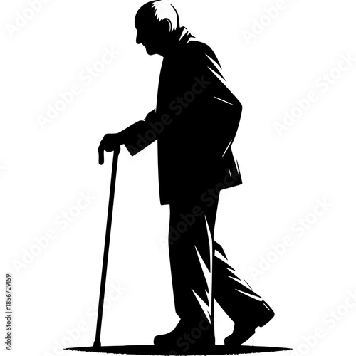 Silhouette illustration of a young man golfer holding a microphone